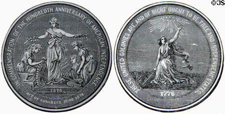 Graphic of Centennial Medal (1876) issued for Centennial Exposition. Philadelphia, PA.