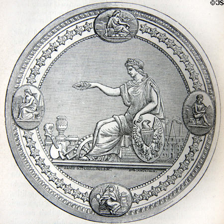 Graphic of Centennial Award Medal (1876) issued for Centennial Exposition. Philadelphia, PA.