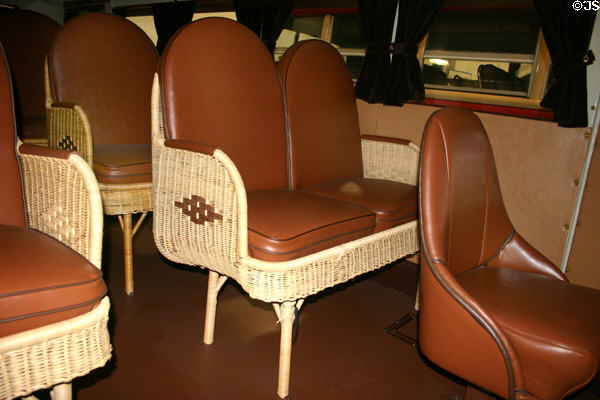 Woven basket seats of 1927 Fageol bus at AACA Museum. Hershey, PA.
