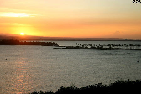 San Juan harbor channel at sunset. San Juan, PR.