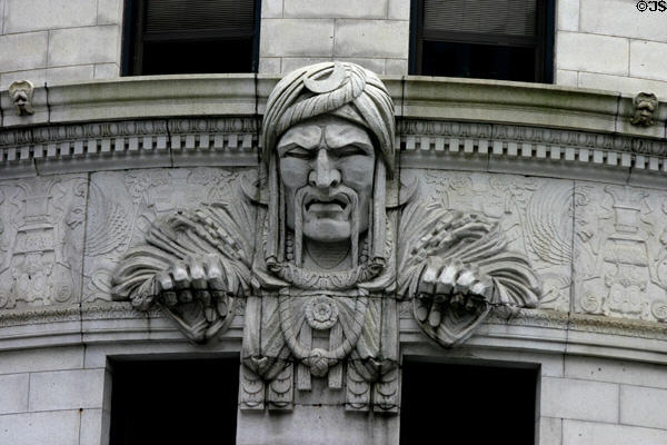Stone carving which gives Turk's Head Building its name. Providence, RI.