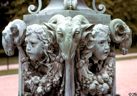 The Breakers sculpted bronze lamp post. Newport, RI.