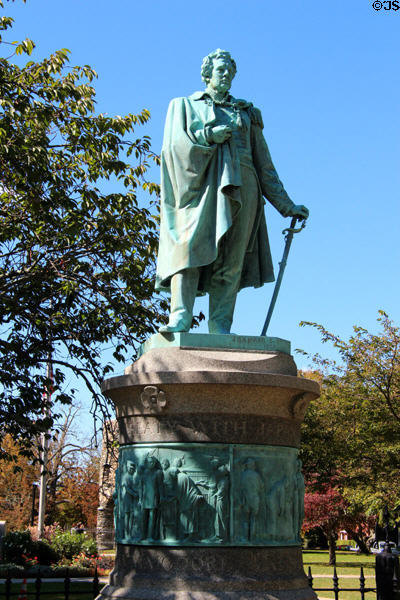Matthew Perry Monument (1869) (Touro Park on Bellevue Ave.) by John Quincy Adams Ward with pedestal by Richard Morris Hunt. Newport, RI.