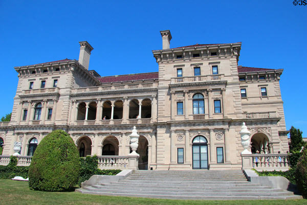 Ocean-side facade of The Breakers (aka Edward J. Berwind House) in style of 16th C palace of Genoa or Turin. Newport, RI.