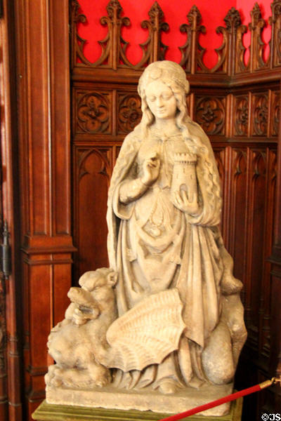 Saint Barbara sculpture in Gothic Room at Marble House. Newport, RI.