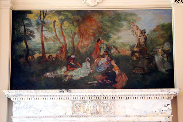 Garden party (fète champètre) painting in Drawing Room at Rosecliff. Newport, RI.