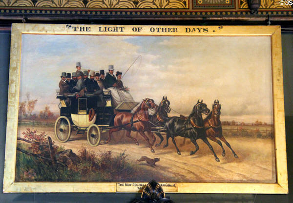 Light of Other Days horse-drawn coach painting in Marble Hall at Chateau-sur-Mer. Newport, RI.