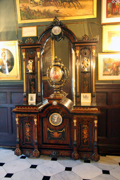 Sideboard with marquetry in Marble Hall at Chateau-sur-Mer. Newport, RI.