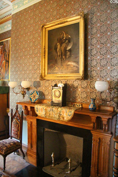 Bedroom fireplace at Chateau-sur-Mer. Newport, RI.