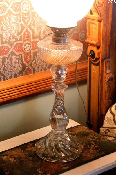 Electric table lamp at Chateau-sur-Mer. Newport, RI.