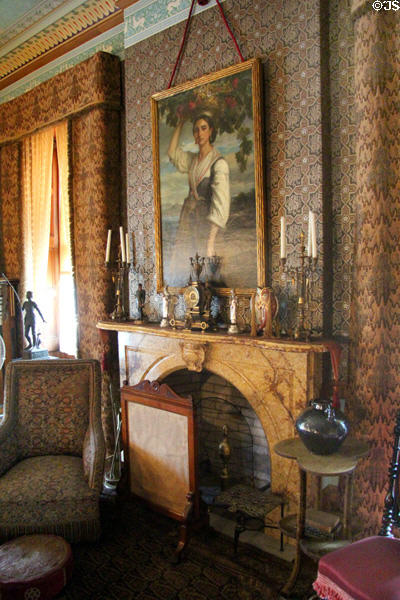 Bedroom fireplace at Chateau-sur-Mer. Newport, RI.
