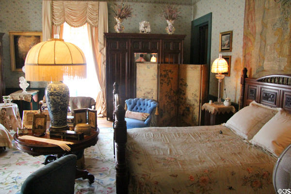 Bedroom with tapestry at Chateau-sur-Mer. Newport, RI.