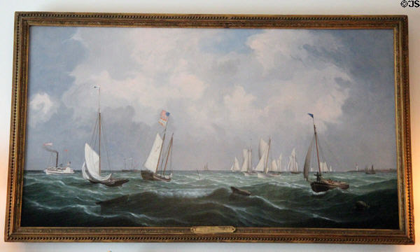 New York Yacht Club Regatta painting (1856) by Fitz Henry Lane at Chepstow. Newport, RI.
