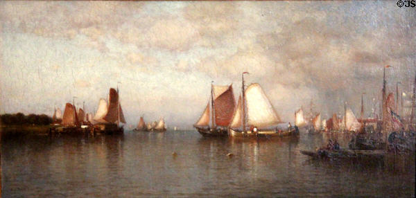 Harbor Scene painting (1873) by Samuel Colman at Newport Art Museum. Newport, RI.