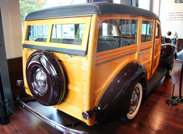 Ford Deluxe Woody Wagon (1940) at Audrain Automobile Museum. Newport, RI.