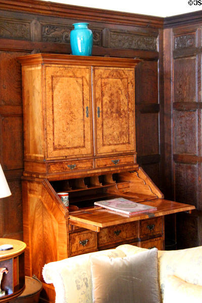 South German Baroque desk (early 18thC) in Morning Room at Rough Point. Newport, RI.