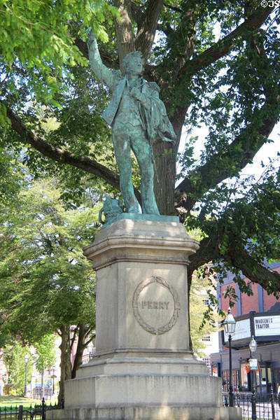 Commodore Oliver Hazard Perry statue (1884) by William Greene Turner in Washington Square. Newport, RI.