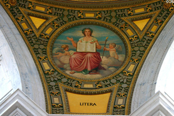 Mural to literature in dome of Rhode Island State House. Providence, RI.