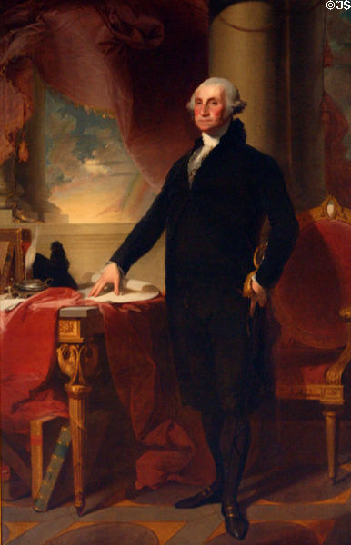 Portrait of George Washington by Gilbert Stuart (1802), a Rhode Island native, in the State Reception Room of Rhode Island State House. Providence, RI.