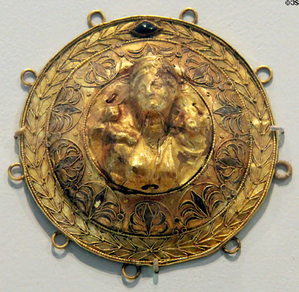 Greek gold medallion (late 4th- early 3rdC BCE) from Thessaly at RISD Museum. Providence, RI.