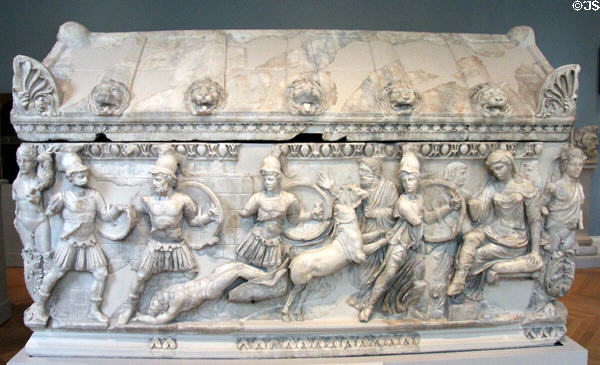 Roman marble sarcophagus (2ndC CE) from Dokimeion, now Afyon, Turkey at RISD Museum. Providence, RI.
