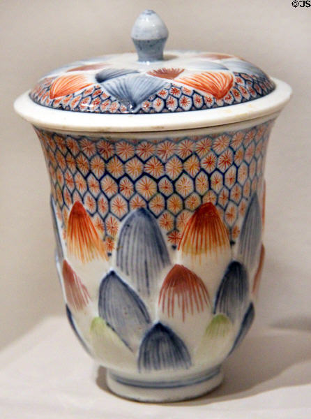 Porcelain cup & cover (c1725) by Meissen Porcelain at RISD Museum. Providence, RI.