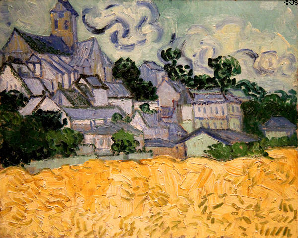 View of Auvers-sur-Oise painting (1890) by Vincent Van Gogh at RISD Museum. Providence, RI.