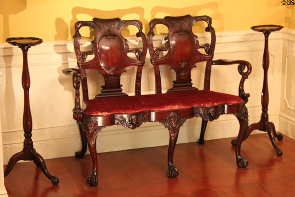 Double chair-back settee (1905) by Morlock & Bayer of Providence, RI at RISD Museum. Providence, RI.