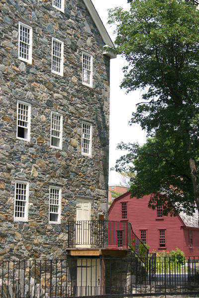 Wilkinson Mill & Sylvanus Brown house at Slater Mill Historic Site. Pawtucket, RI.