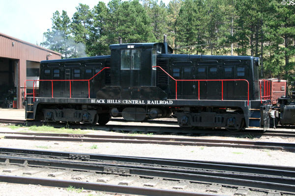 Diesel switching locomotive of Black Hills Central Railroad. Hill City, SD.