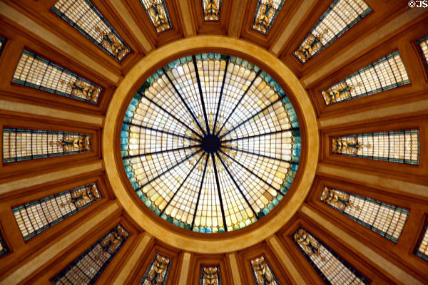 Stained glass of dome in South Dakota State Capitol. Pierre, SD.