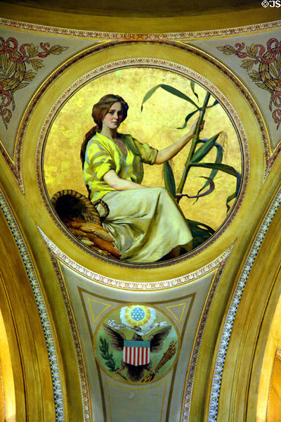 Mural of Ceres with stalk of corn (1910) by Edward Simmons at South Dakota State Capitol. Pierre, SD.