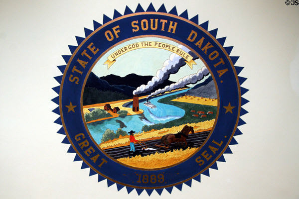 Great Seal of State of South Dakota at State Capitol. Pierre, SD.