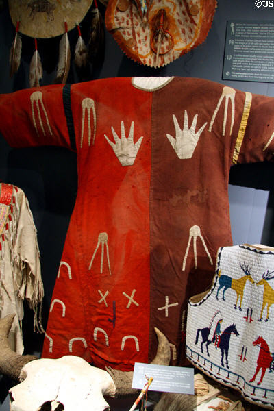 Dream dress (c1870) & Oglala beaded vest at South Dakota State Historical Society Museum. Pierre, SD.
