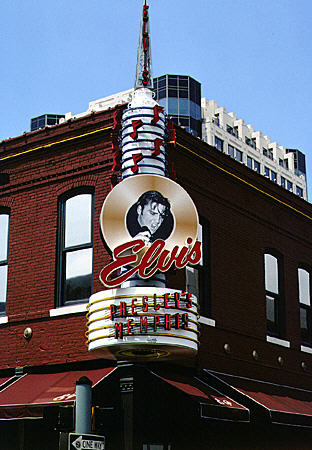 Elvis Presley's Memphis Club on Beale Street, center of nightlife. Memphis, TN.