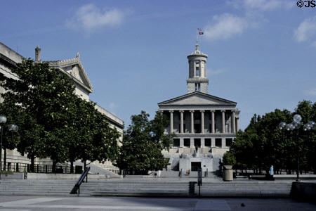 Tennessee State Capitol (1845-59). Nashville, TN. Style: Greek Revival. Architect: William Strickland.