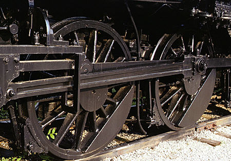 Wheels of engine 382, similar to one in epic Casey Jones wreck, at Casey Jones Museum. Jackson, TN.