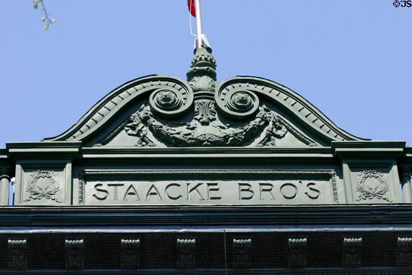 Staacke Bros building (1894) (317 Commerce) detail. San Antonio, TX. Architect: James Riely Gordon. On National Register.