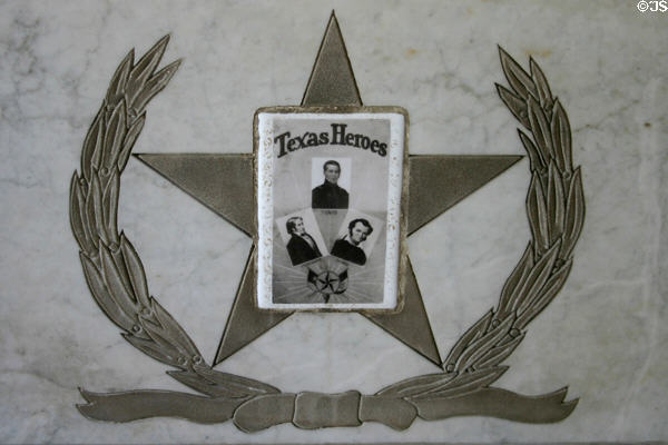 San Fernando Cathedral tomb of Texas heroes Travis, Crockett & Bowie. San Antonio, TX.