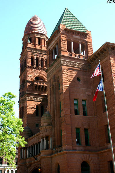 Bexer County Courthouse (1892) (20 Dolorosa St. on Main Plaza de Las Islas). San Antonio, TX. Style: Richardsonian Romanesque. Architect: James Riely Gordon. On National Register.
