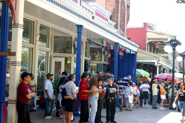 Shops & visitors at Market Square. San Antonio, TX.