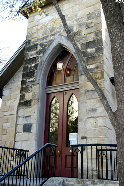 Little Church of La Villita (1879) built by German Methodists. San Antonio, TX. Style: Gothic Revival.