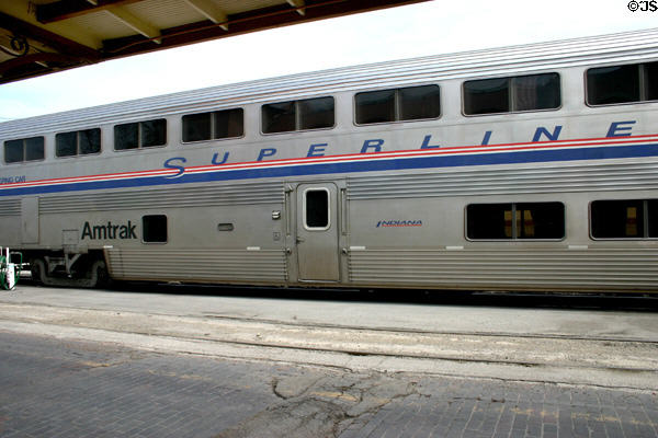 Amtrak Superliner sleeping car parked at Southern Pacific Passenger Station. San Antonio, TX.