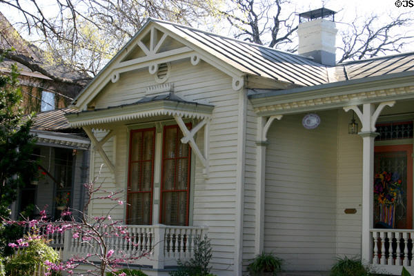 Alfred Giles twin house (1883) (308 King William) in King William district. San Antonio, TX. Architect: Alfred Giles.