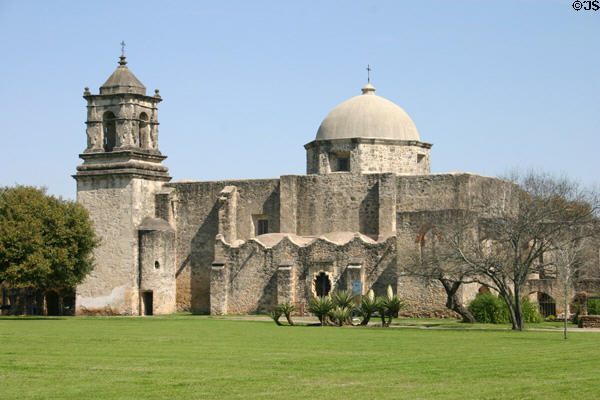 Mission San José y San Miguel de Aguayo (1768-82) with fine stone carvings (6539 San Jose Dr.). San Antonio, TX. On National Register.
