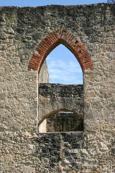 Mission San José Gothic arch in wall. San Antonio, TX.