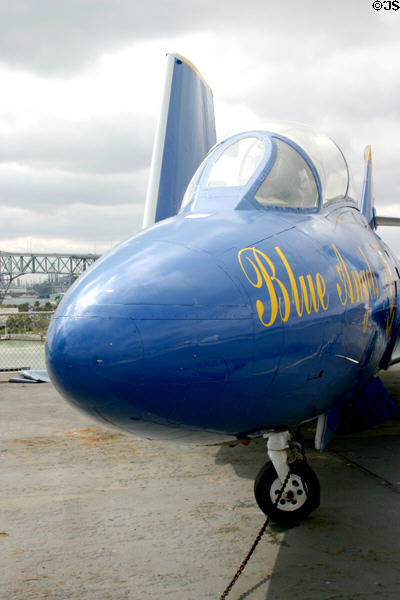 F9F-8T Cougar jet fighter (1953-1974) used by Blue Angels on USS Lexington. Corpus Christi, TX.