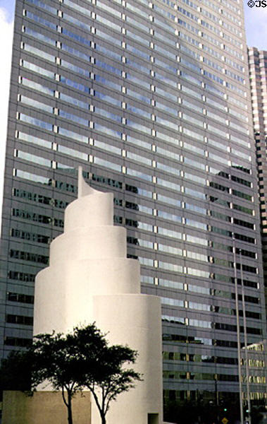 Energy Plaza (1983) (49 floors) (1601 Bryan St.) over Chapel of Thanksgiving. Dallas, TX. Architect: I.M. Pei & Partners.