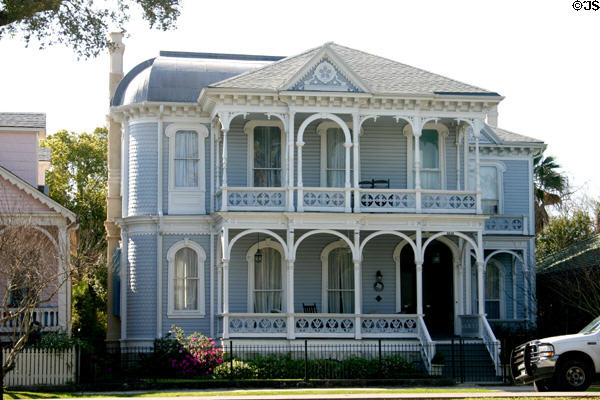 Archibald R. Campbell house (1871) (1515 Broadway) with delicate porches. Galveston, TX. Architect: Scarfenberg & Losengard.