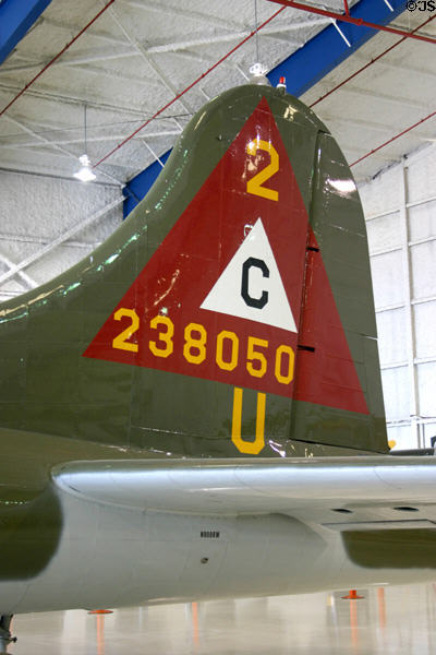 B-17 Flying Fortress tail at Lone Star Flight Museum. Galveston, TX.